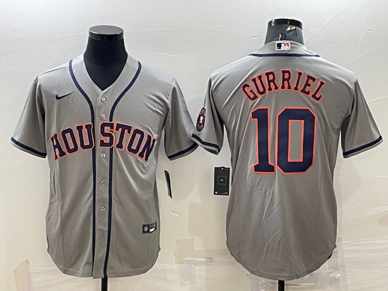 Men's Houston Astros #10 Yuli Gurriel Gray With Patch Cool Base Stitched Jersey Men's Houston Astros #10 Yuli Gurriel Gray With Patch Cool Base Stitched Jersey